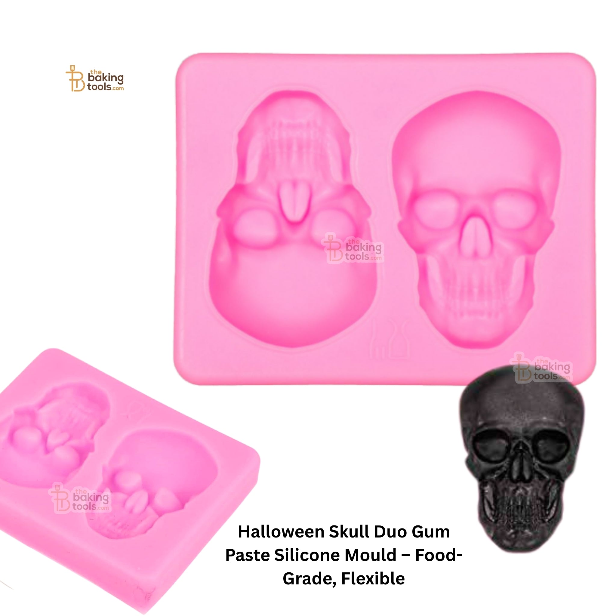 Halloween Skull Gumpaste Silicone Mould – Food-Grade, Flexible